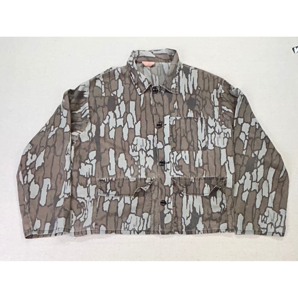 Vintage Trebark Camo Hunting Jacket Shit Mens XL Tree Bark Chore Coat USA MADE